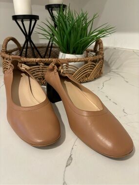 Everlane The Day Heel Italian Leather Block Heel Womens 10 Dark Tan Minimalist